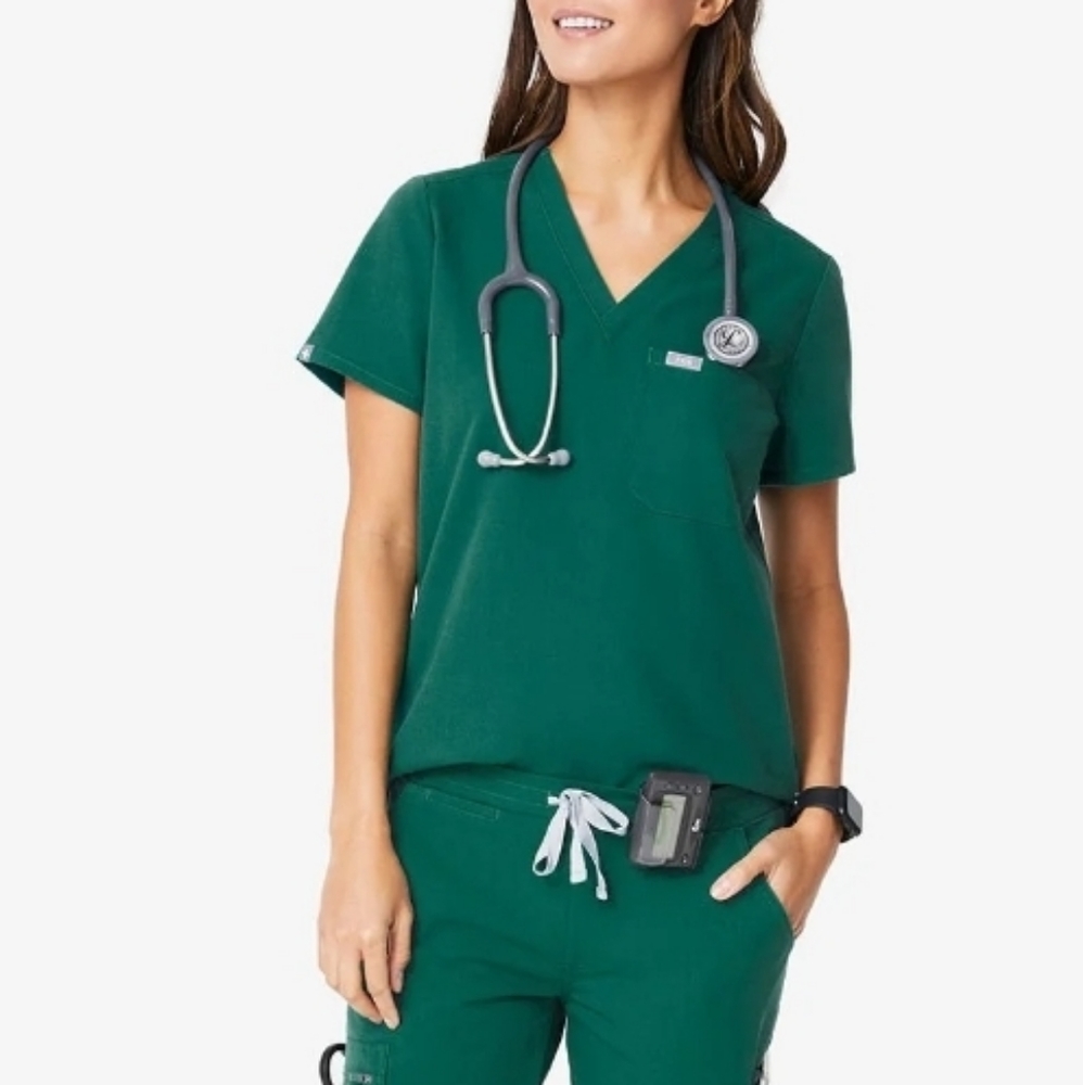 Figs Hunter Green Top